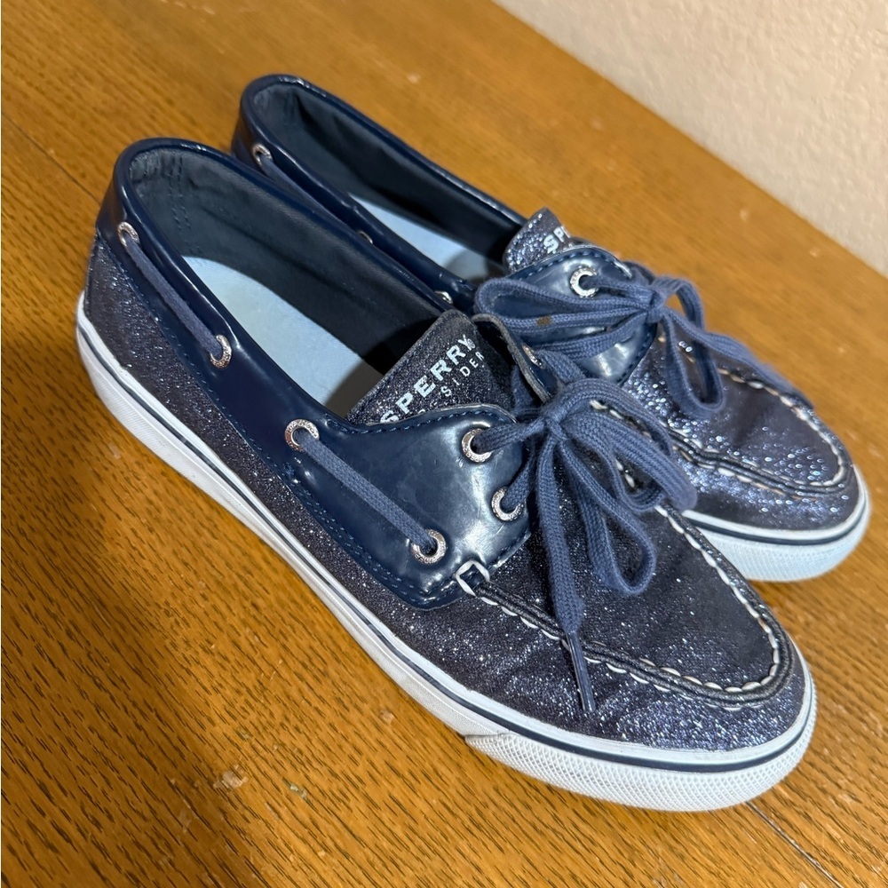 Women’s Sperry Top Sider Navy Glitter Boat Shoes